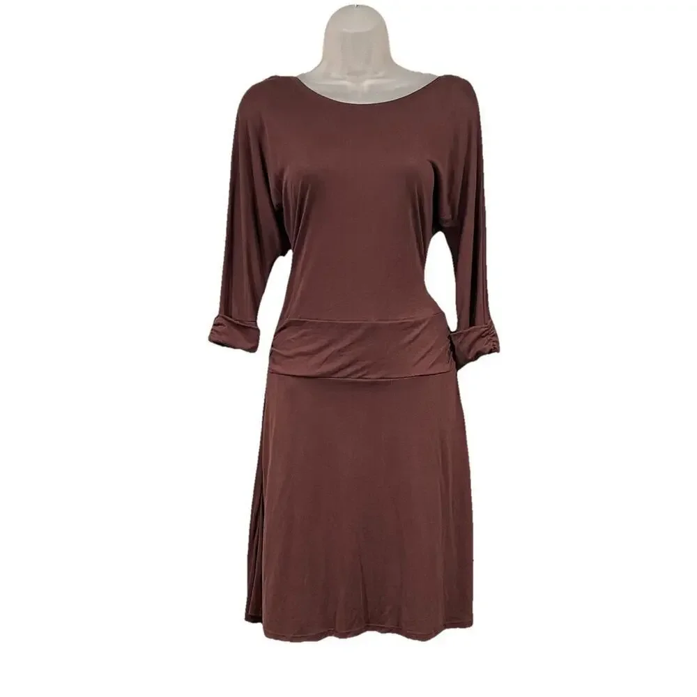 NWT Prana Simone Dress Size Small Open Back Brown Sustainable Breathable Boho